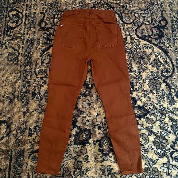 Alice + Olivia Donald Coated Skinny Jeans High Rise Waist Button Chocolate 30 - Picture 7 of 16